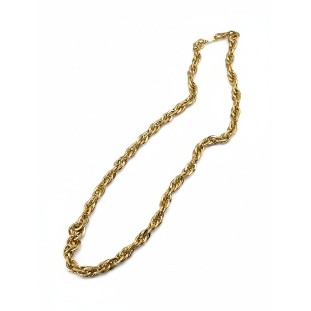 Vintage Gold Rope Chain Necklace 20" Chunky Textured Gold Plated Unisex - Picture 6 of 7